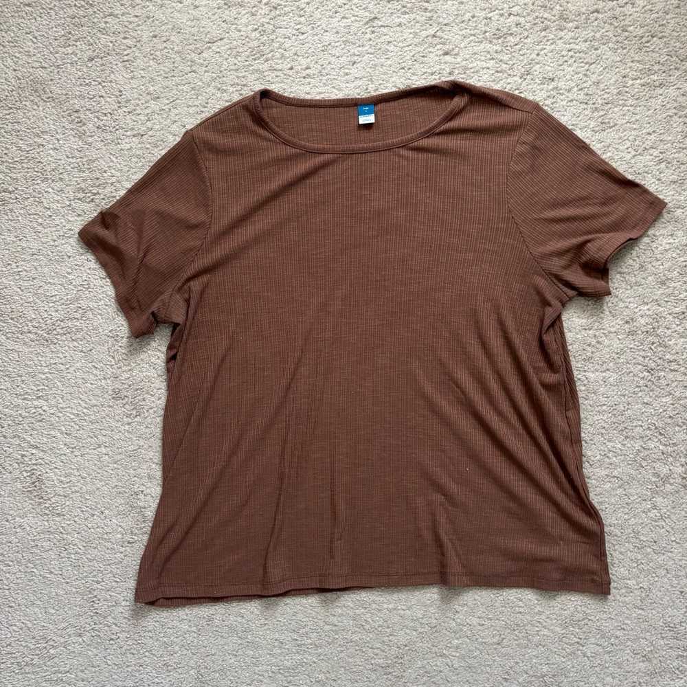 Old Navy Brown Ribbed Luxe Tee